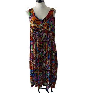 Erika Taylor Sport Vintage 1990s Womens Dress Size Medium Multicolor Floral Midi